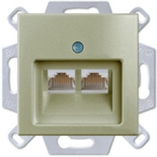 Розетка компьютерная RJ-45, кат. 5, 2 выхода, с лицевой панелью, ABB Basic 55 (шампань)